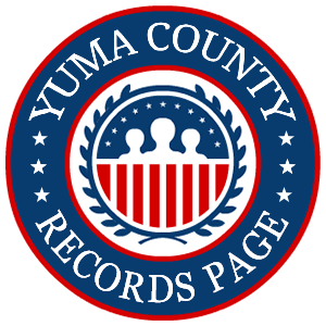 A round red, white, and blue logo with the words Yuma County Records Page for the state of Arizona.
